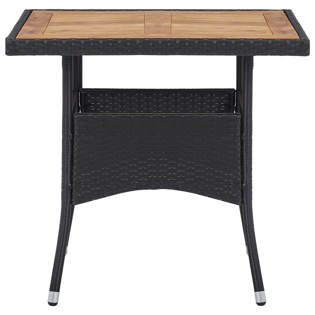 vidaXL 5 Piece Outdoor Dining Set Black Poly Rattan and Acacia Wood
