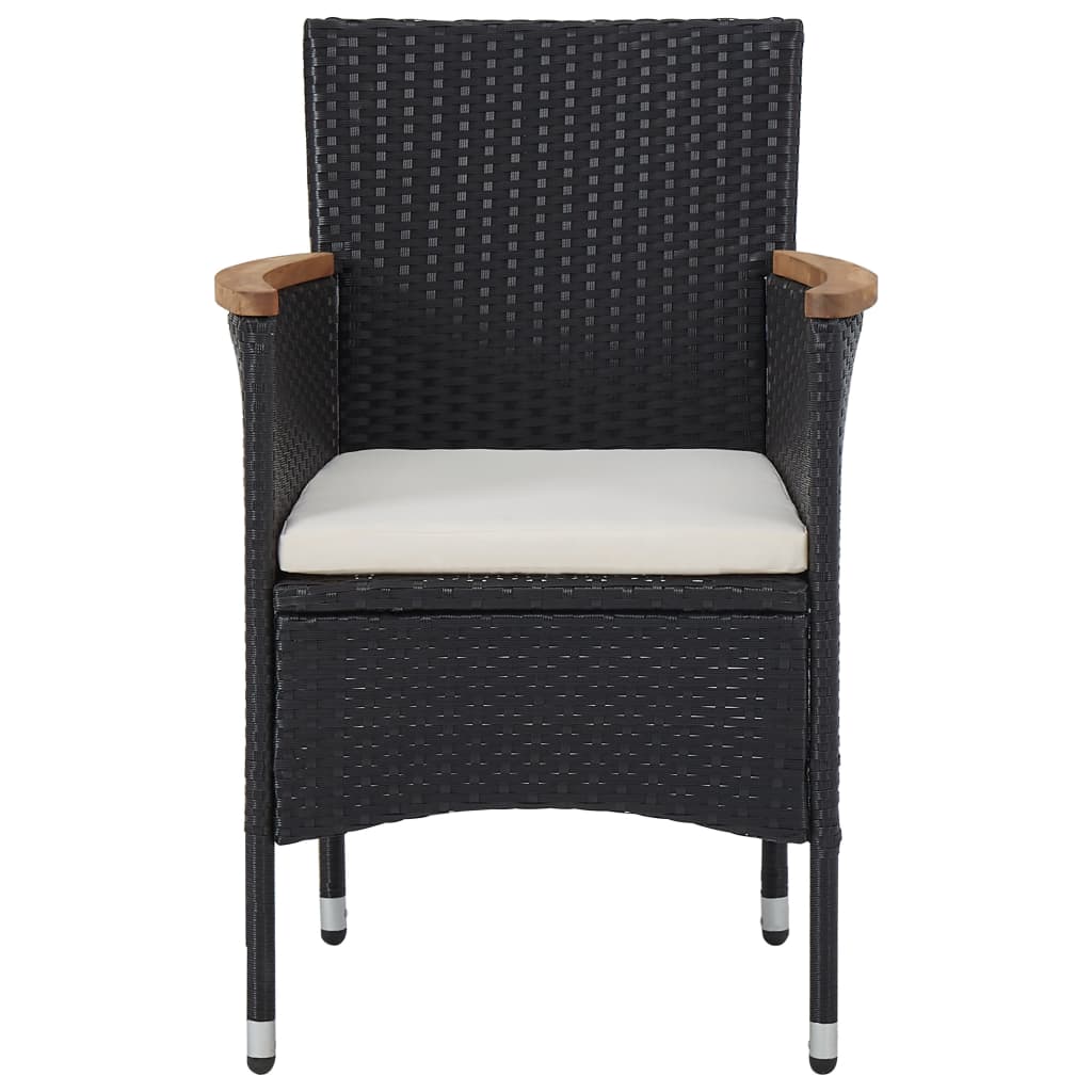 vidaXL 5 Piece Outdoor Dining Set Black Poly Rattan and Acacia Wood