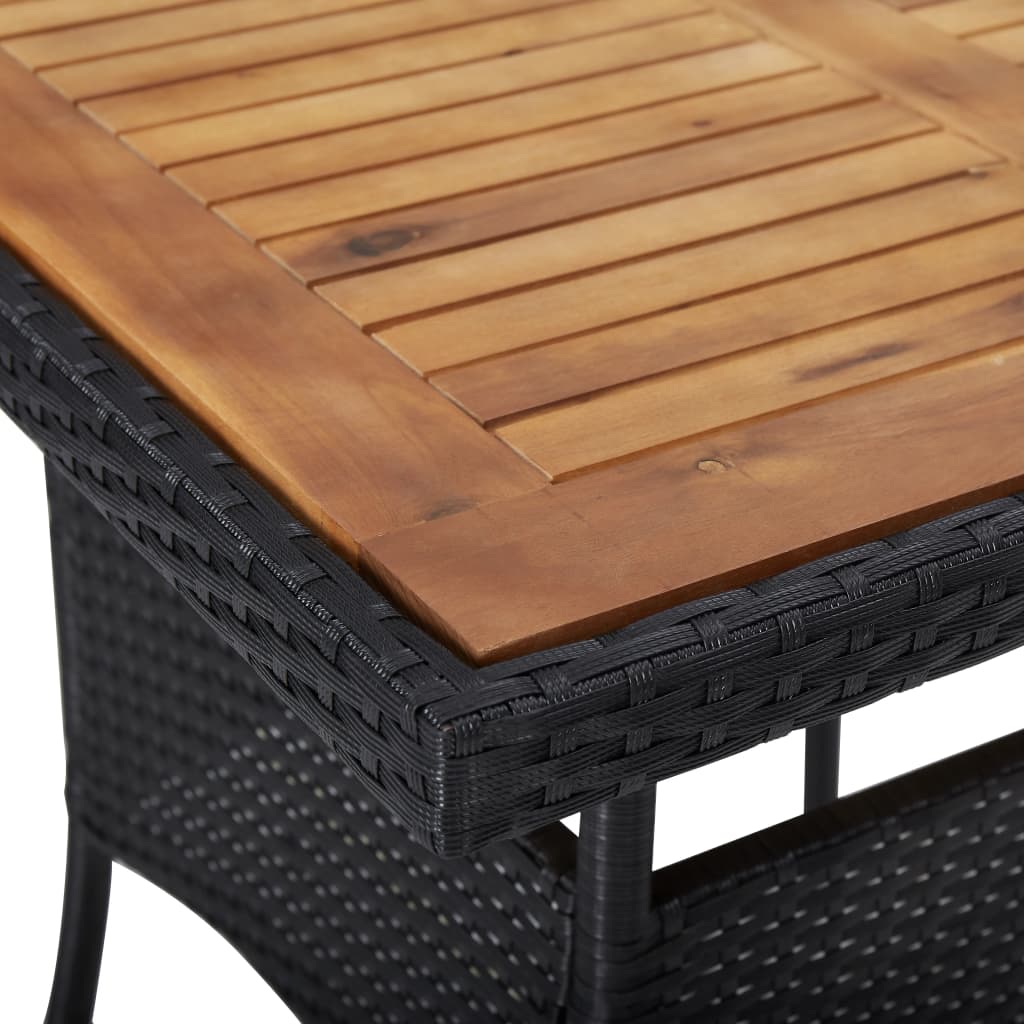 vidaXL 5 Piece Outdoor Dining Set Black Poly Rattan and Acacia Wood
