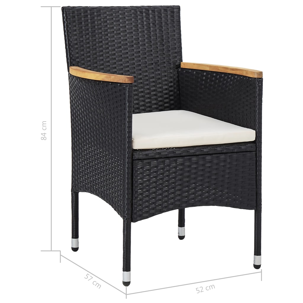 vidaXL 5 Piece Outdoor Dining Set Black Poly Rattan and Acacia Wood