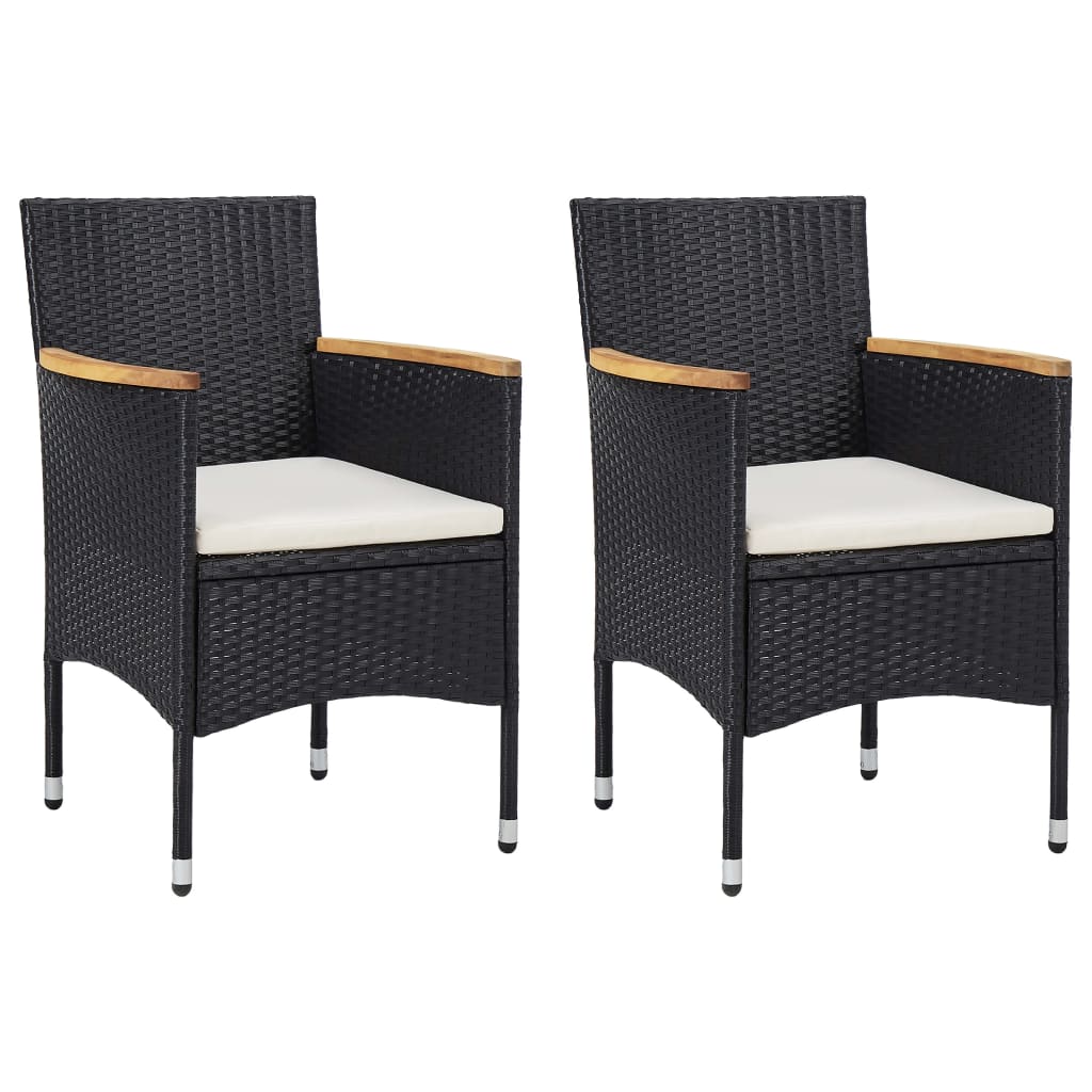 vidaXL Garden Dining Chairs 2 pcs Poly Rattan Black