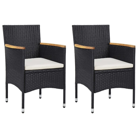 vidaXL Garden Dining Chairs 2 pcs Poly Rattan Black