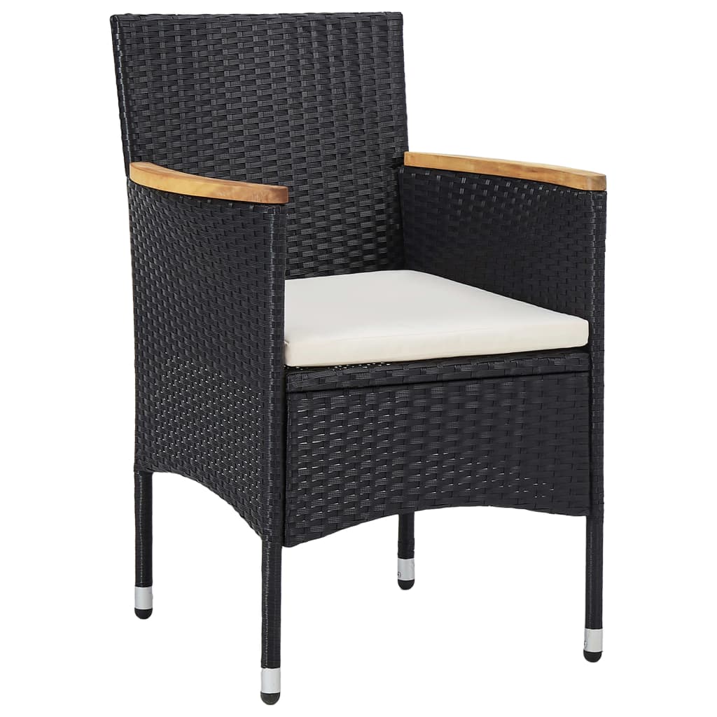 vidaXL Garden Dining Chairs 2 pcs Poly Rattan Black