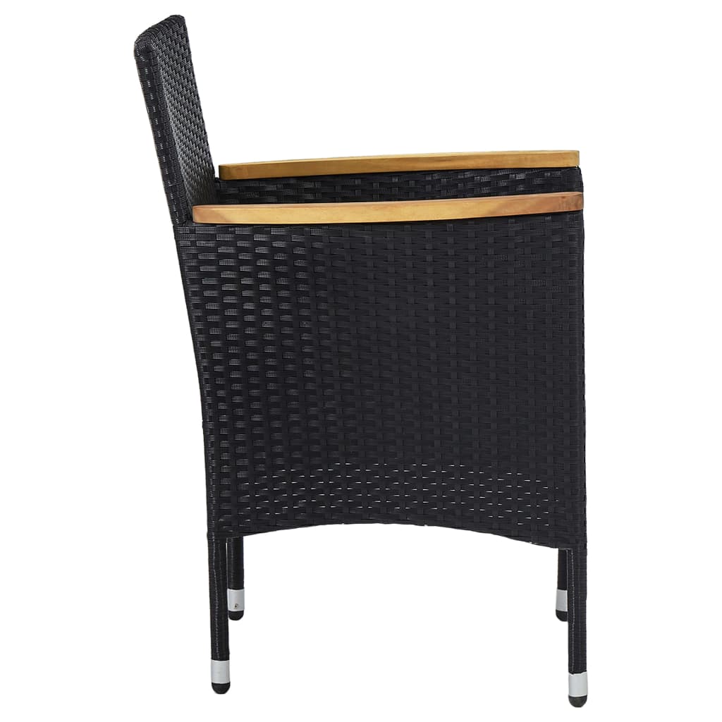 vidaXL Garden Dining Chairs 2 pcs Poly Rattan Black