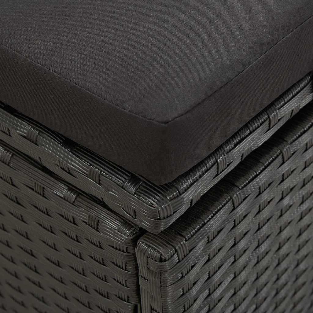 vidaXL Sun Bed with Cushions Poly Rattan Black