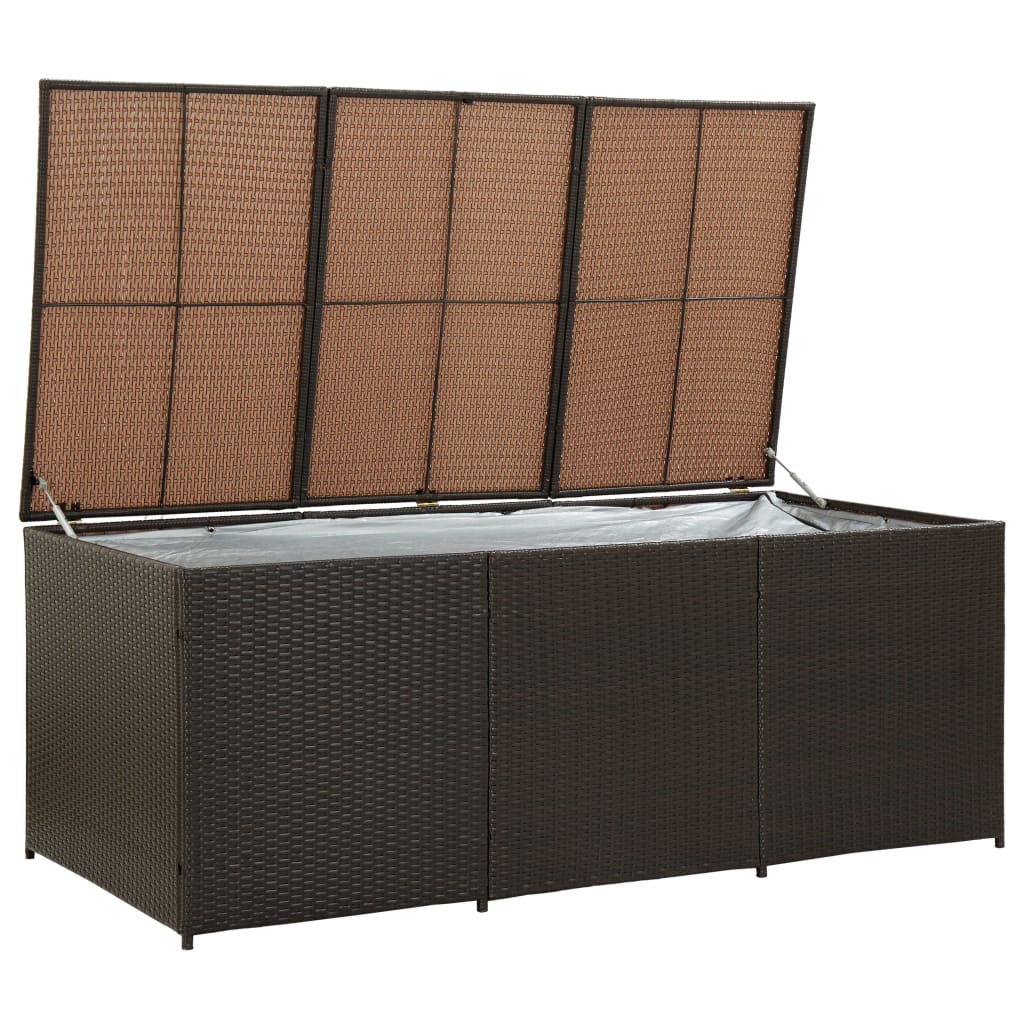 vidaXL Garden Storage Box Poly Rattan 180x90x70 cm Brown
