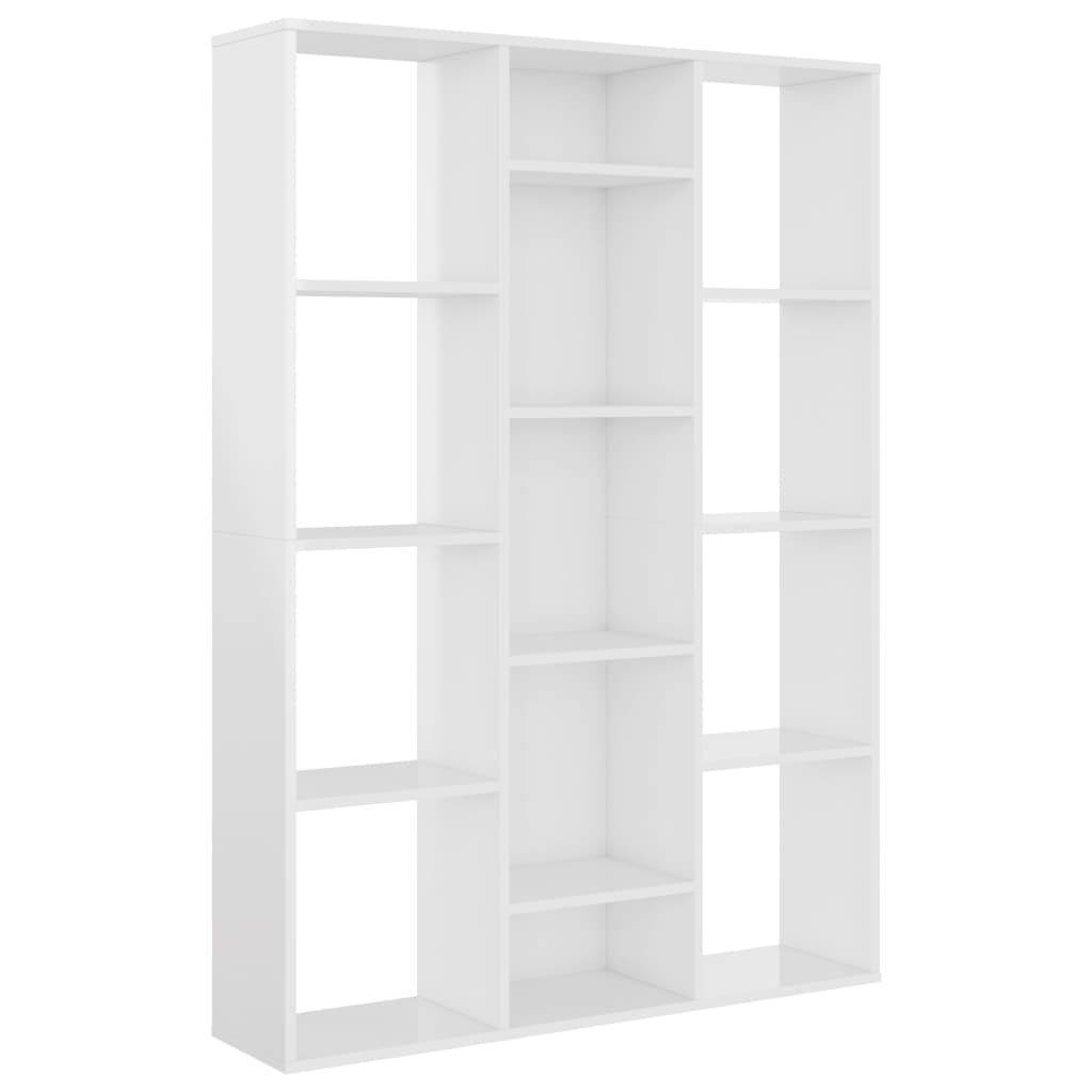 vidaXL Room Divider/Book Cabinet High Gloss White 100x24x140 cm Engineered Wood