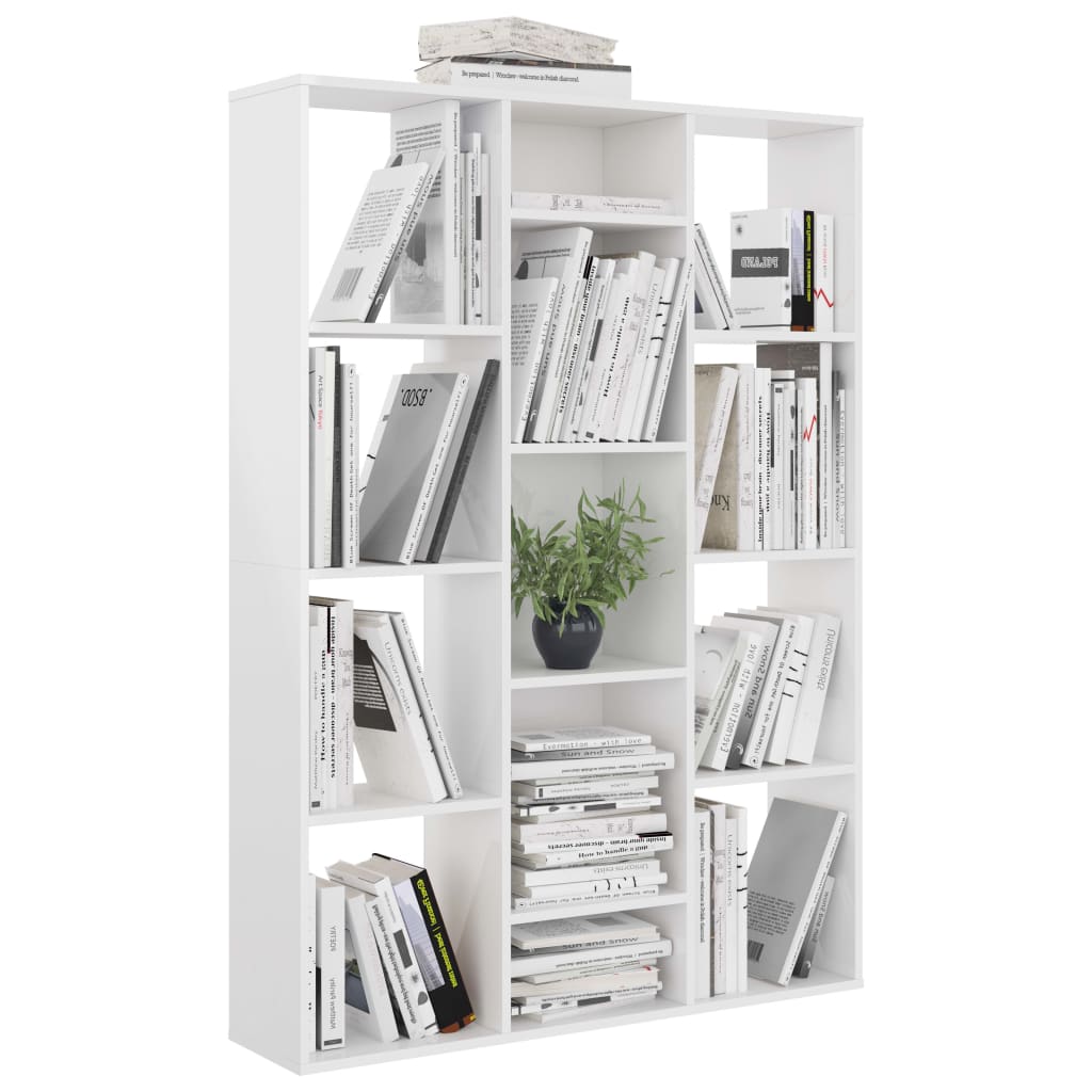vidaXL Room Divider/Book Cabinet High Gloss White 100x24x140 cm Engineered Wood
