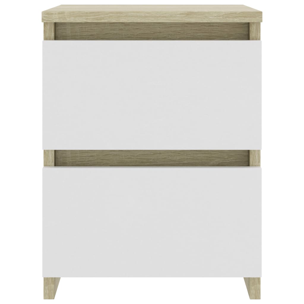 vidaXL Bedside Cabinet White and Sonoma Oak 30x30x40 cm Engineered Wood