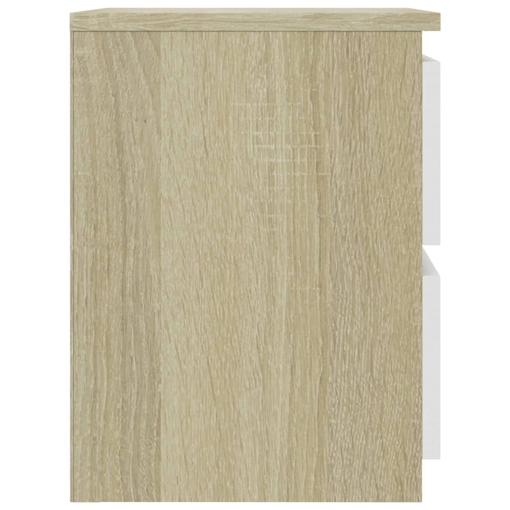 vidaXL Bedside Cabinet White and Sonoma Oak 30x30x40 cm Engineered Wood