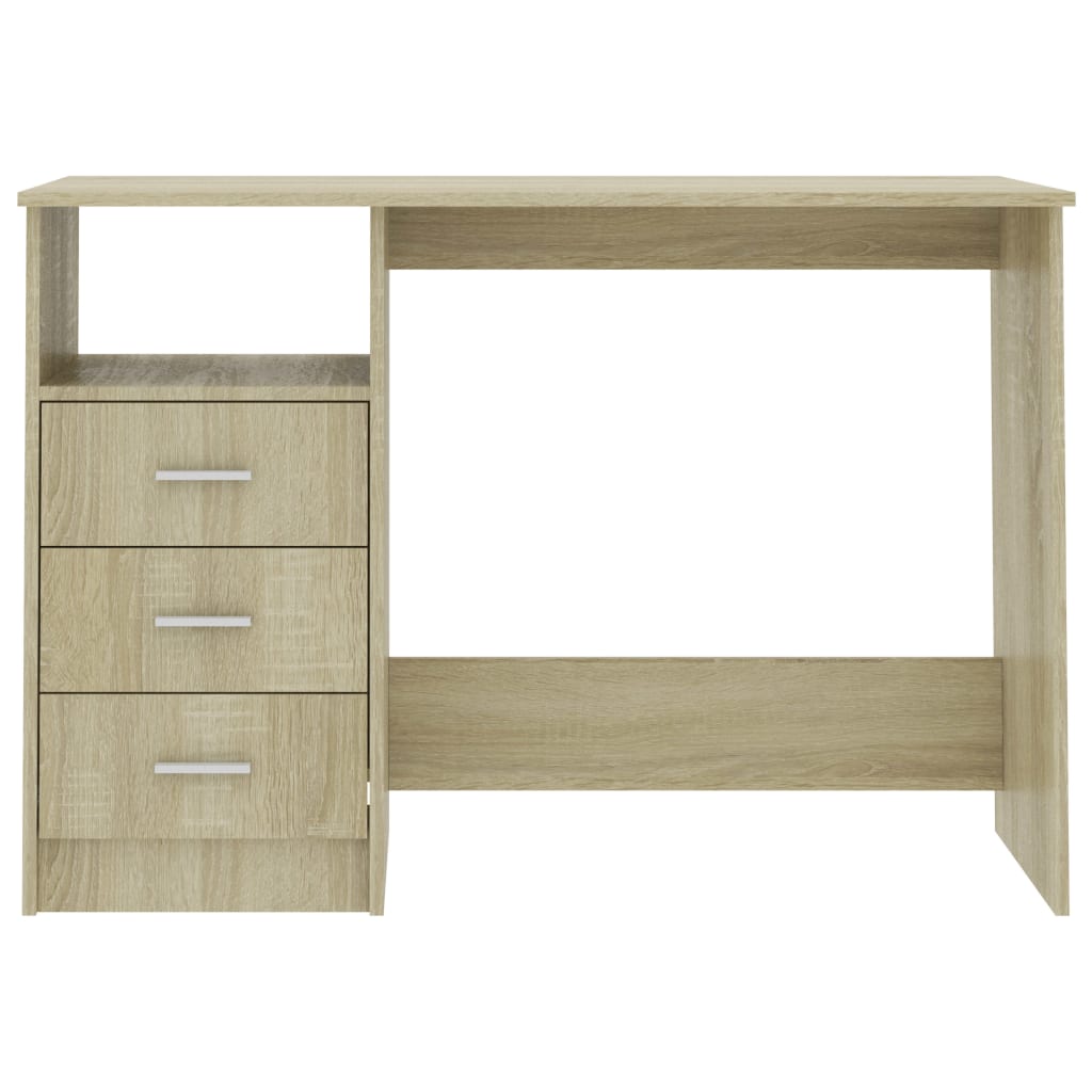 vidaXL Desk with Drawers Sonoma Oak 110x50x76 cm Engineered Wood