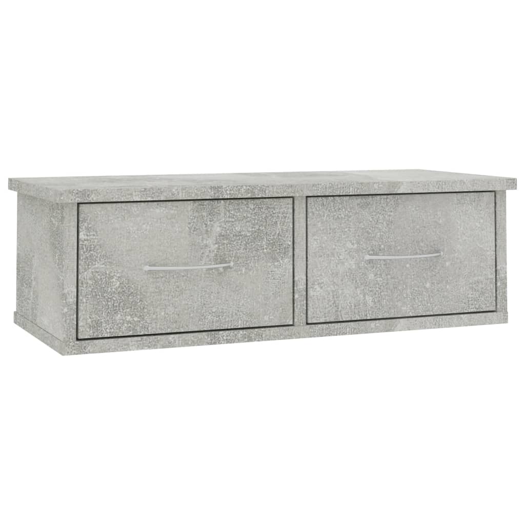 vidaXL Wall-mounted Drawer Shelf Concrete Grey 60x26x18.5 cm Engineered Wood