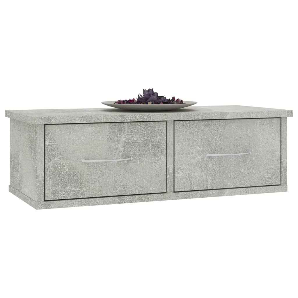 vidaXL Wall-mounted Drawer Shelf Concrete Grey 60x26x18.5 cm Engineered Wood