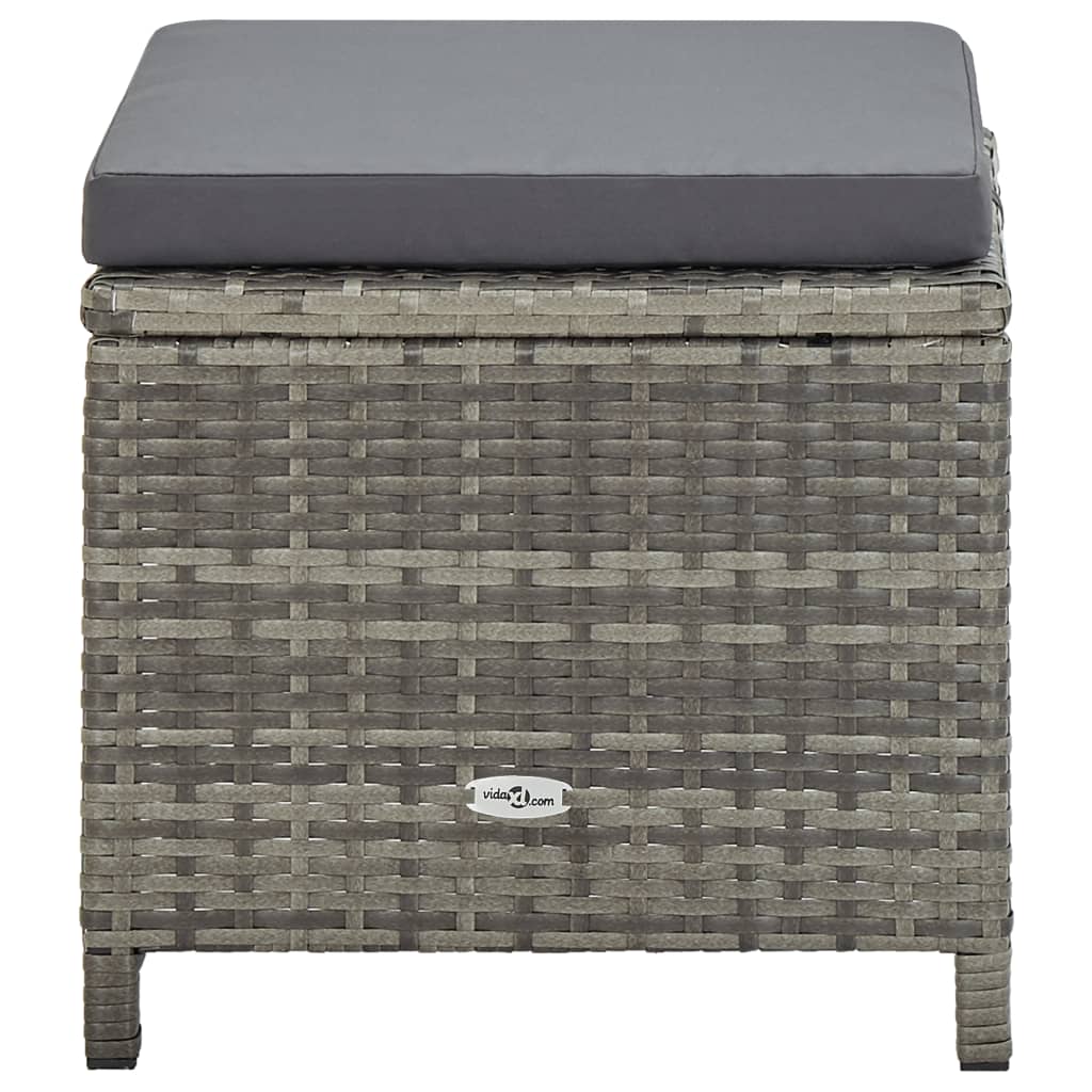 vidaXL 9 Piece Outdoor Dining Set with Cushions Poly Rattan Grey