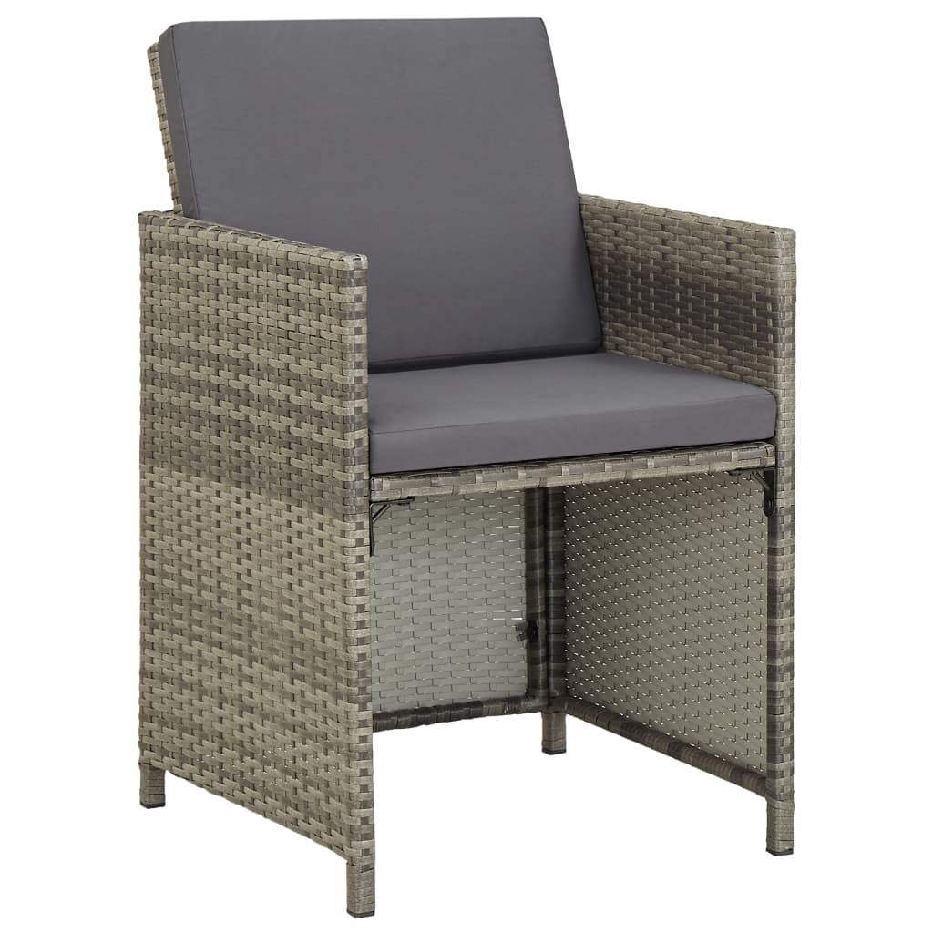 vidaXL 9 Piece Outdoor Dining Set with Cushions Poly Rattan Grey