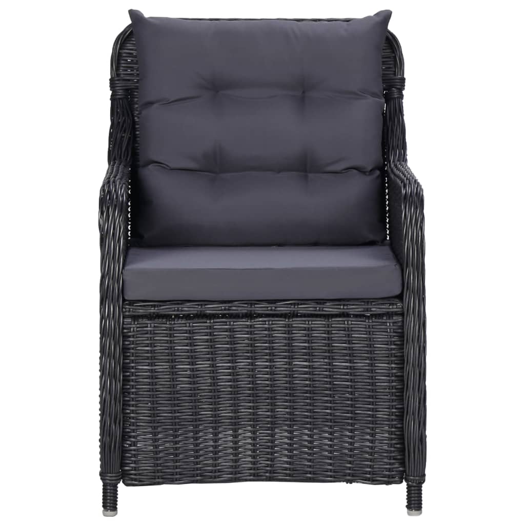 vidaXL Garden Chairs 2 pcs with Cushions Poly Rattan Black