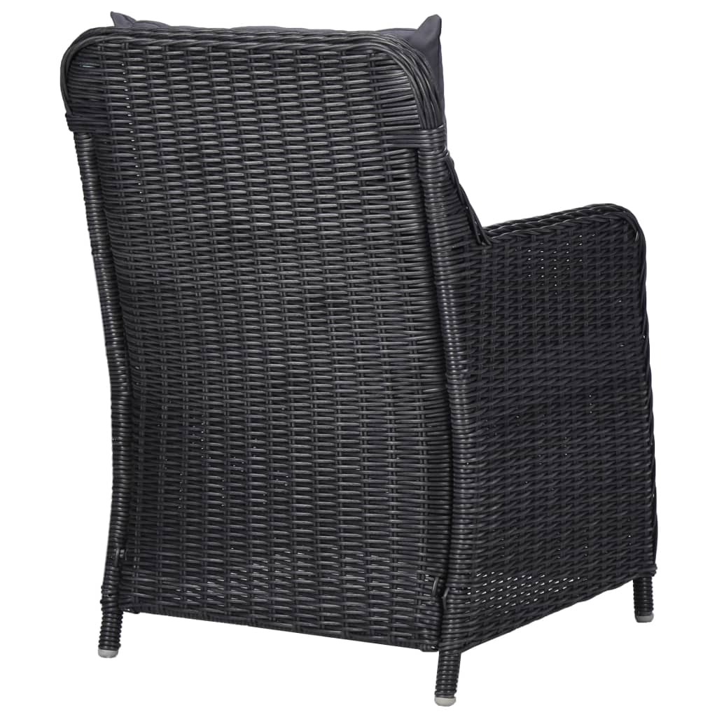 vidaXL Garden Chairs 2 pcs with Cushions Poly Rattan Black