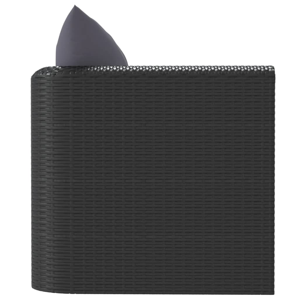 vidaXL Single Sofa with Cushions Poly Rattan Black