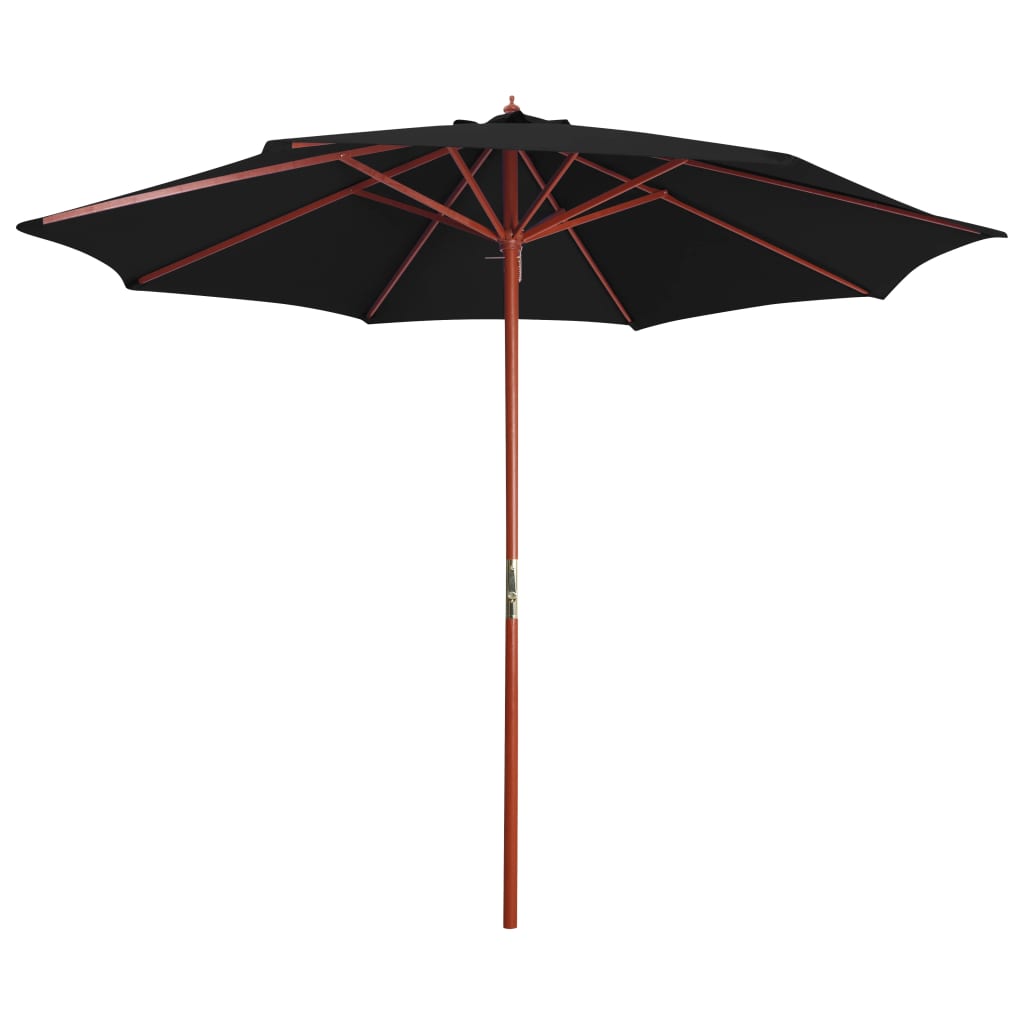vidaXL Garden Parasol with Wooden Pole 300x258 cm Black