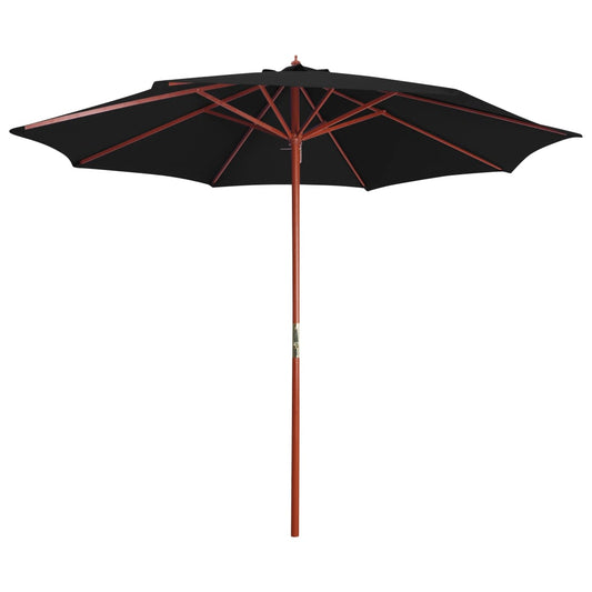 vidaXL Garden Parasol with Wooden Pole 300x258 cm Black