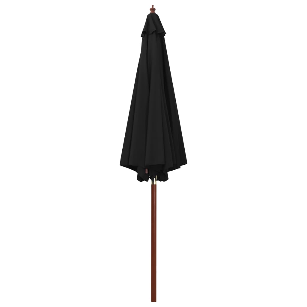 vidaXL Garden Parasol with Wooden Pole 300x258 cm Black