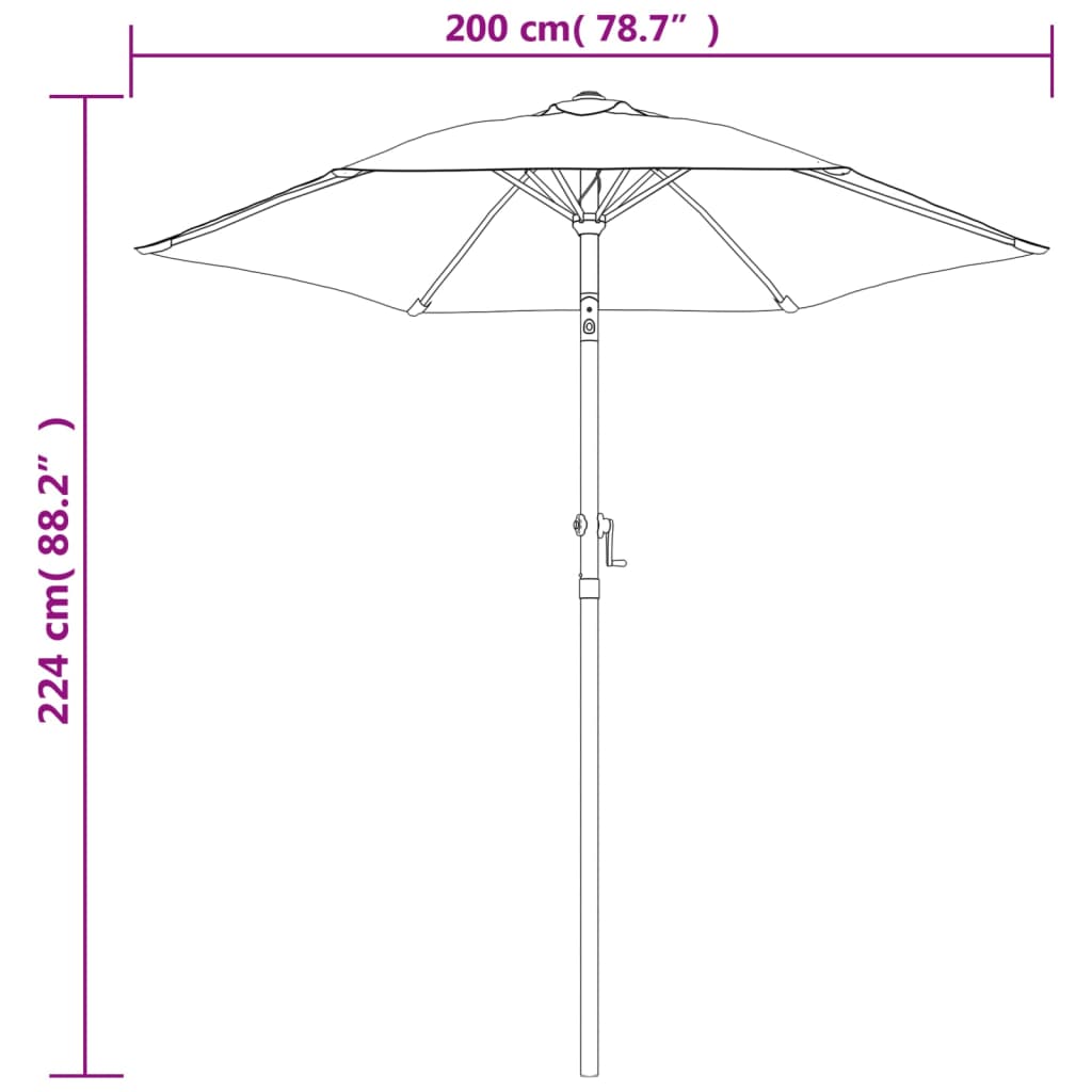vidaXL Parasol Burgundy 200x224 cm Aluminium