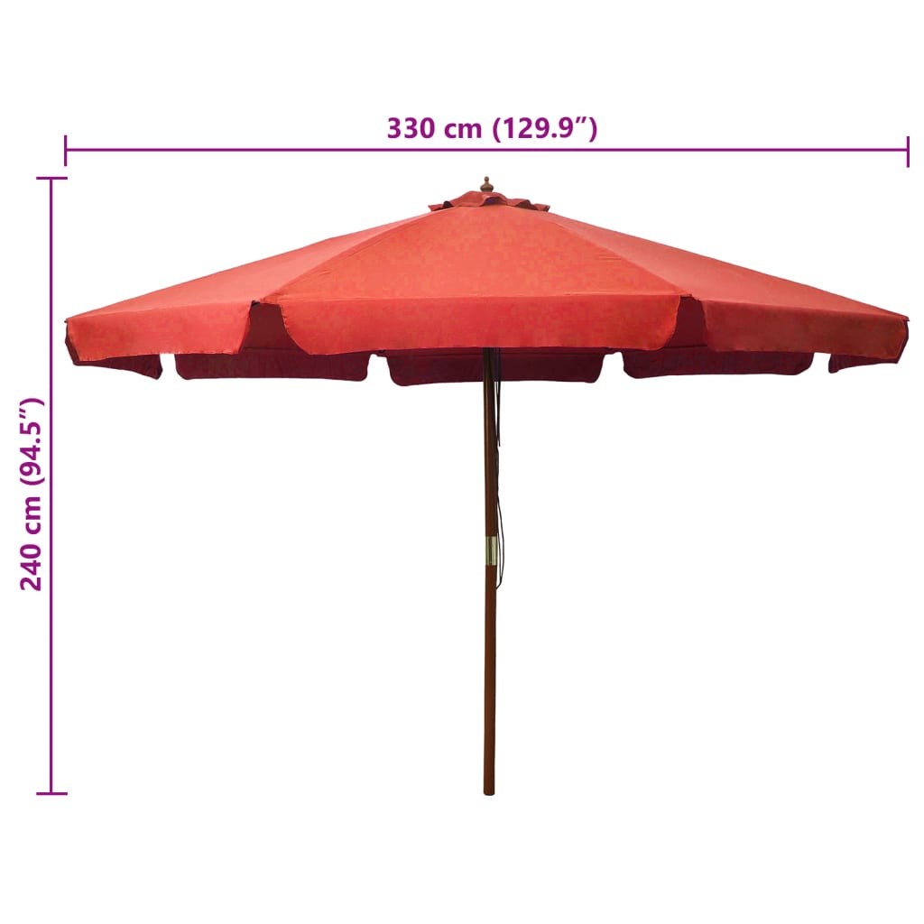 vidaXL Garden Parasol with Wooden Pole 330 cm Terracotta