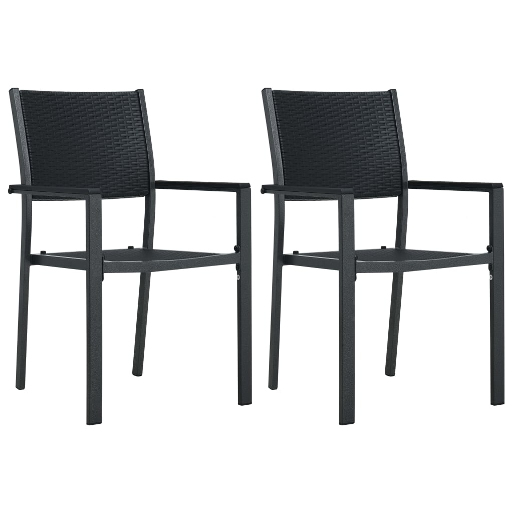 vidaXL Garden Chairs 2 pcs Black Plastic Rattan Look