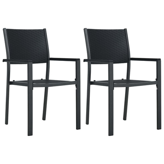 vidaXL Garden Chairs 2 pcs Black Plastic Rattan Look