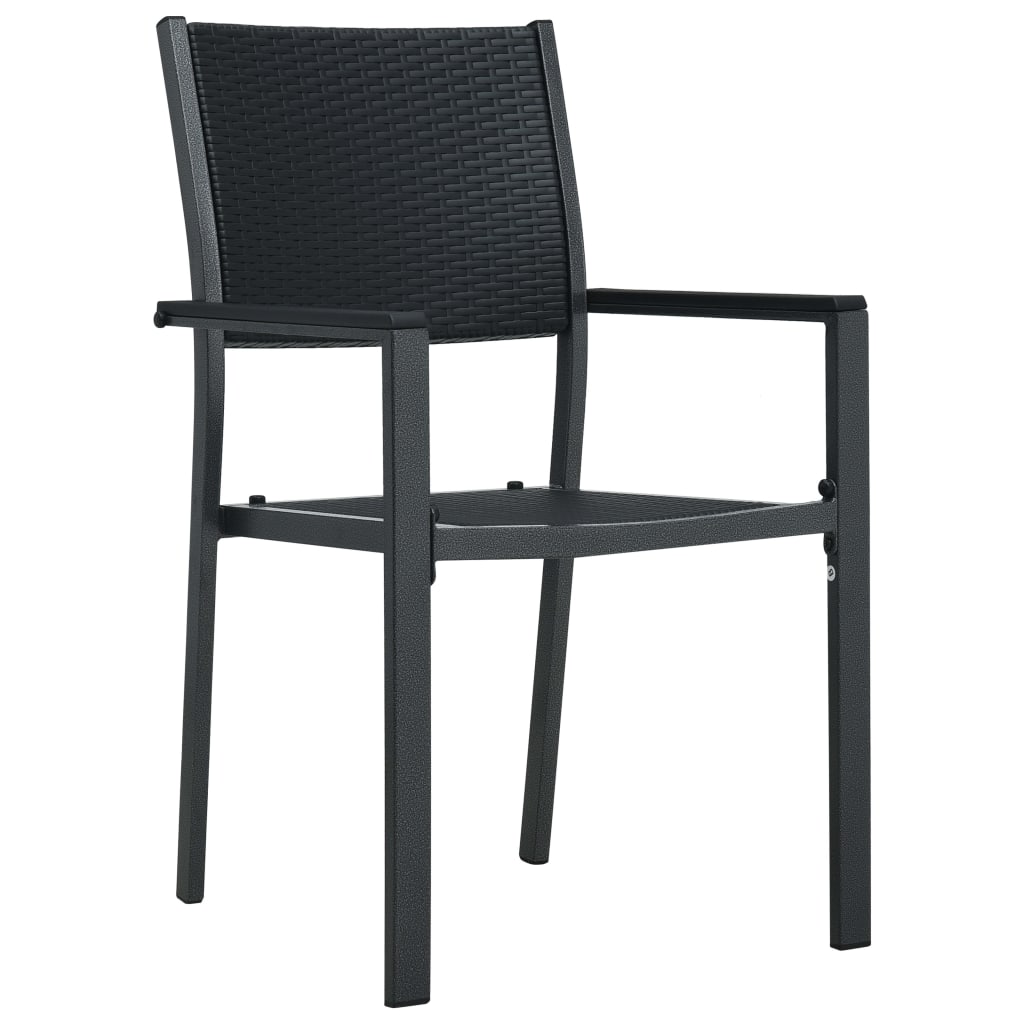 vidaXL Garden Chairs 2 pcs Black Plastic Rattan Look