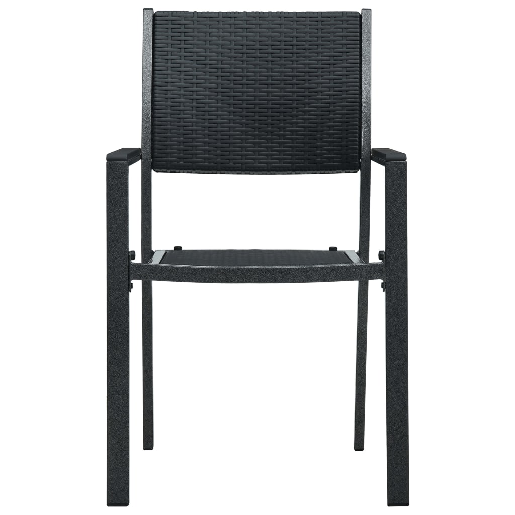 vidaXL Garden Chairs 2 pcs Black Plastic Rattan Look