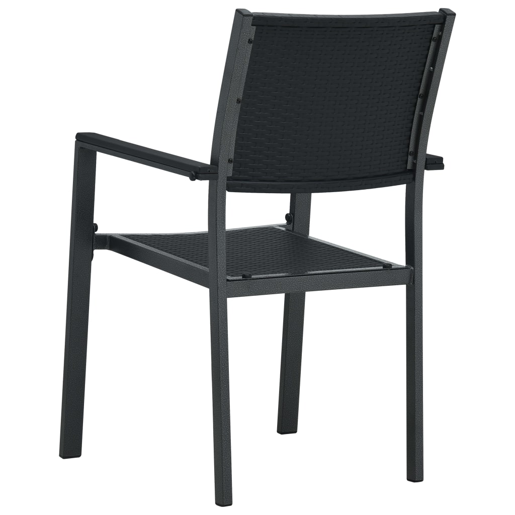 vidaXL Garden Chairs 2 pcs Black Plastic Rattan Look