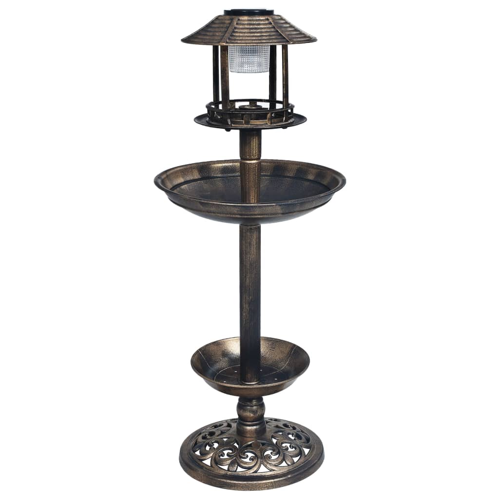 vidaXL Decorative Birdbath with Solar Powered LED Lights Plastic