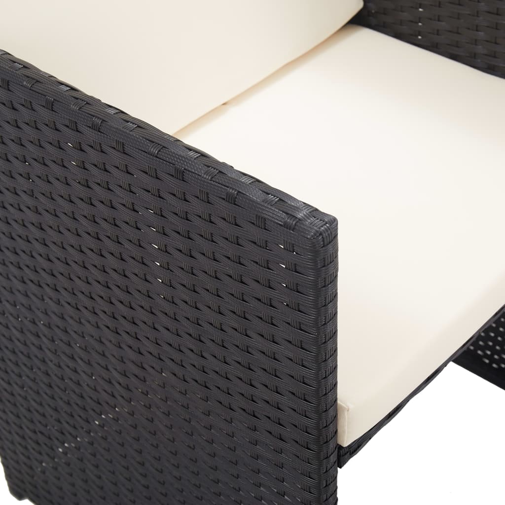 vidaXL 15 Piece Outdoor Dining Set with Cushions Poly Rattan Black