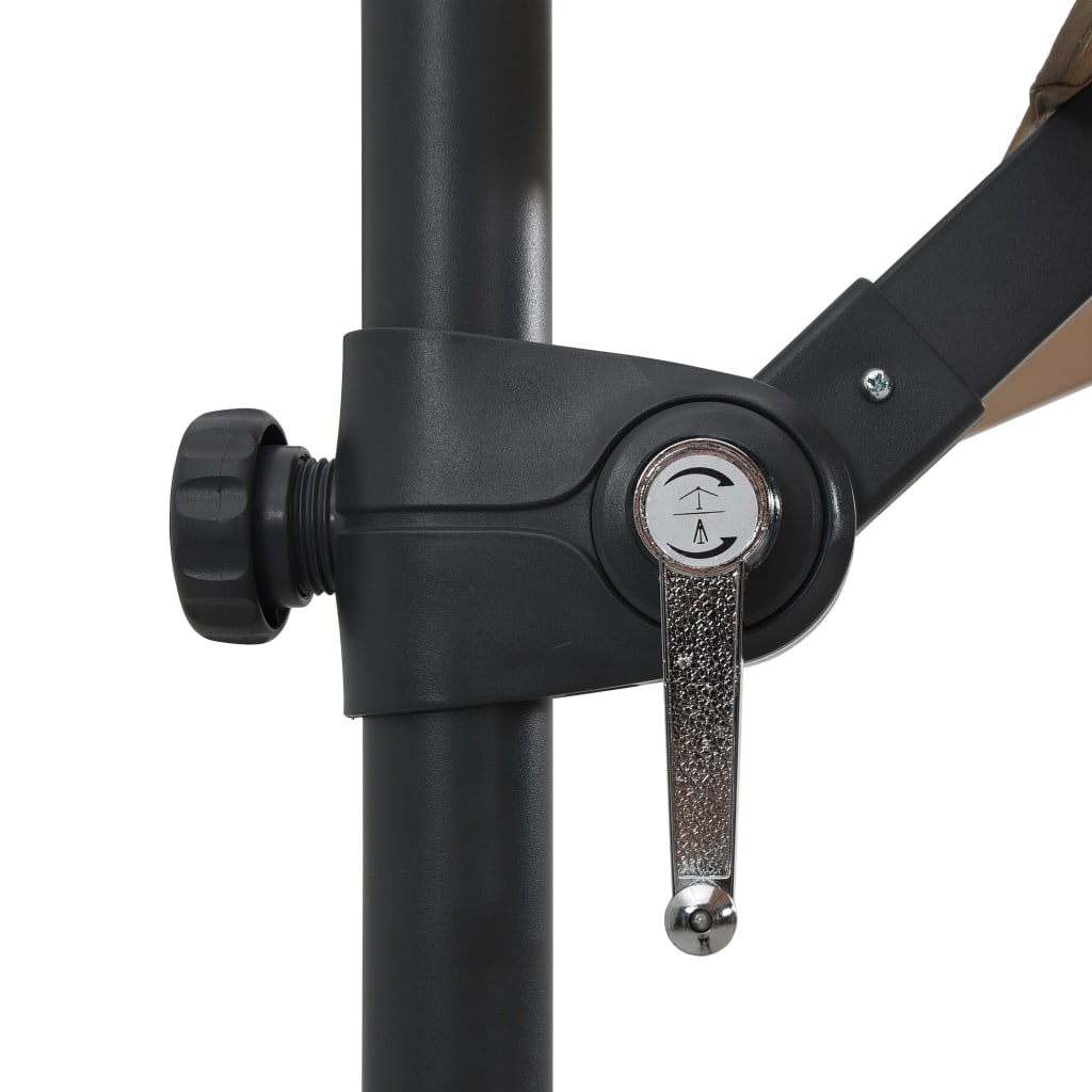 vidaXL Cantilever Garden Parasol with LED lights and Steel Pole 250x250 cm Taupe