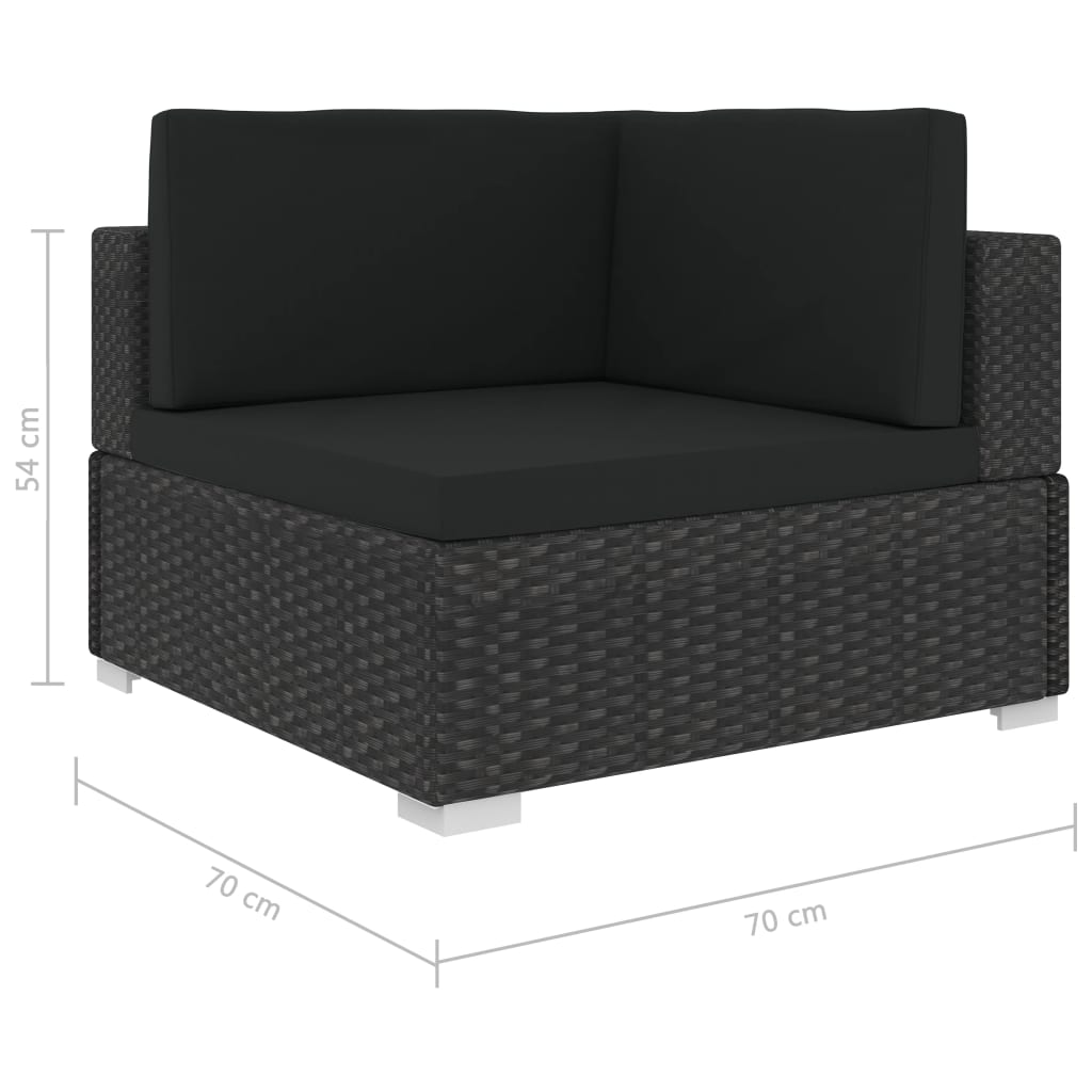 vidaXL 6 Piece Garden Lounge Set Black with Cushions Poly Rattan
