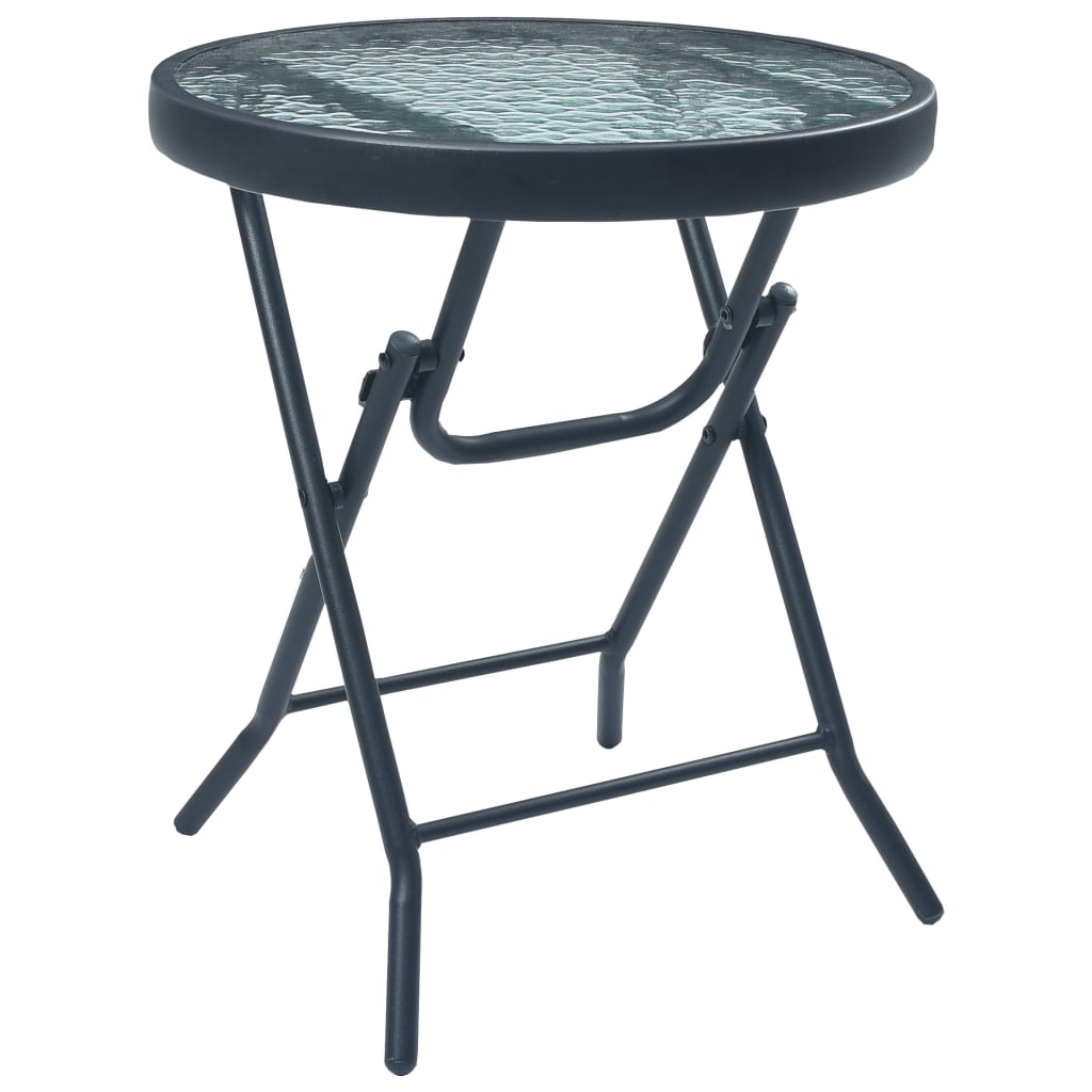 vidaXL Bistro Table Black 40x46 cm Steel and Glass