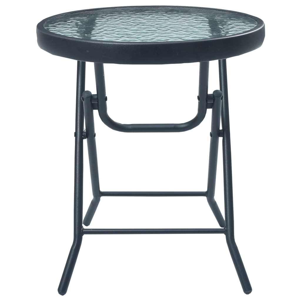 vidaXL Bistro Table Black 40x46 cm Steel and Glass