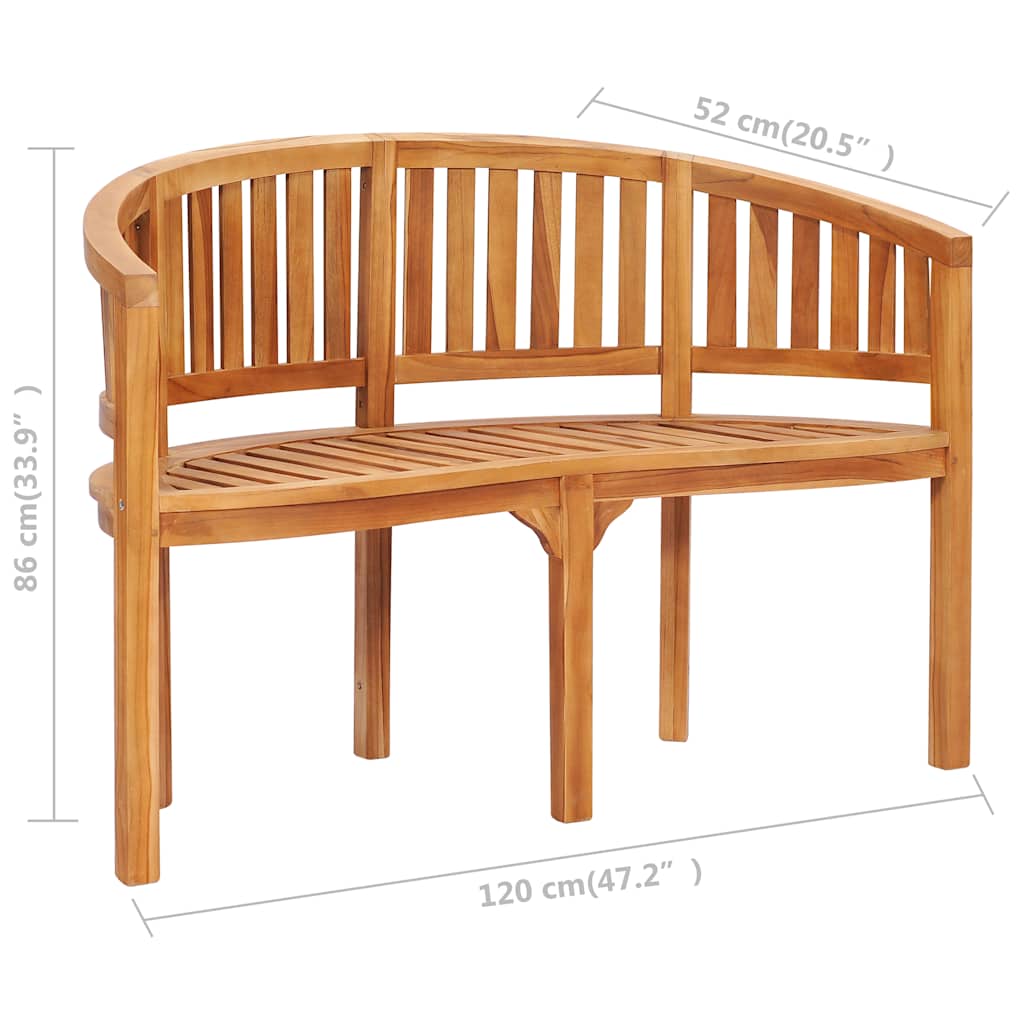 vidaXL Banana Bench 120 cm Solid Teak Wood