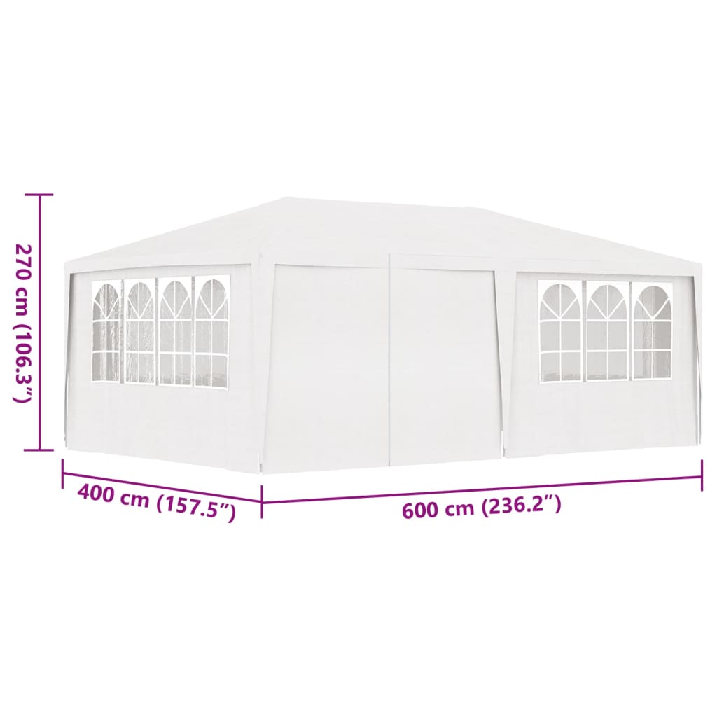 vidaXL Professional Party Tent with Side Walls 4x6 m White 90 g/m²