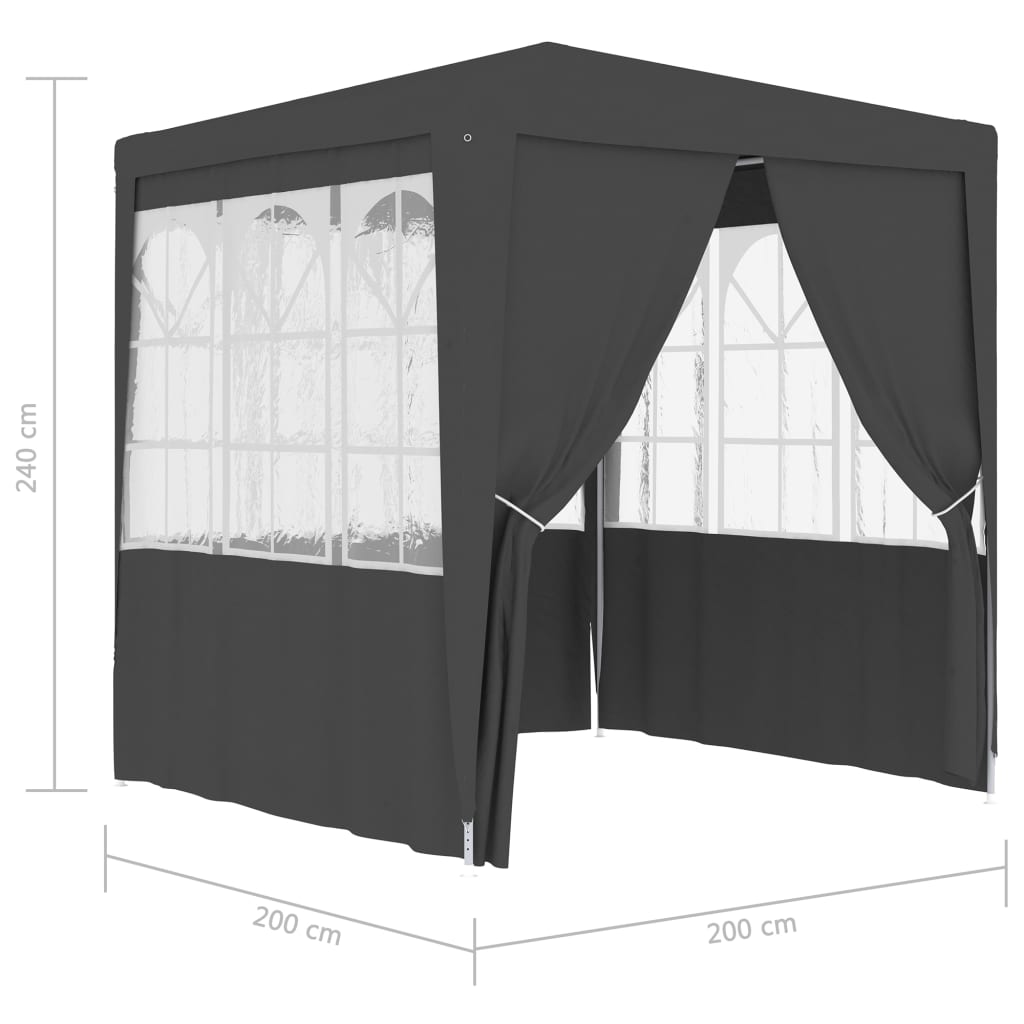 vidaXL Professional Party Tent with Side Walls 2x2 m Anthracite 90 g/m²