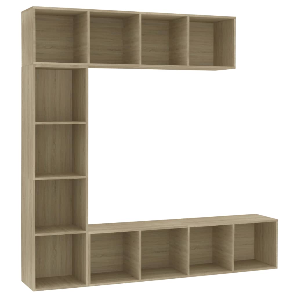 vidaXL 3 Piece Book/TV Cabinet Set  Sonoma Oak 180x30x180 cm