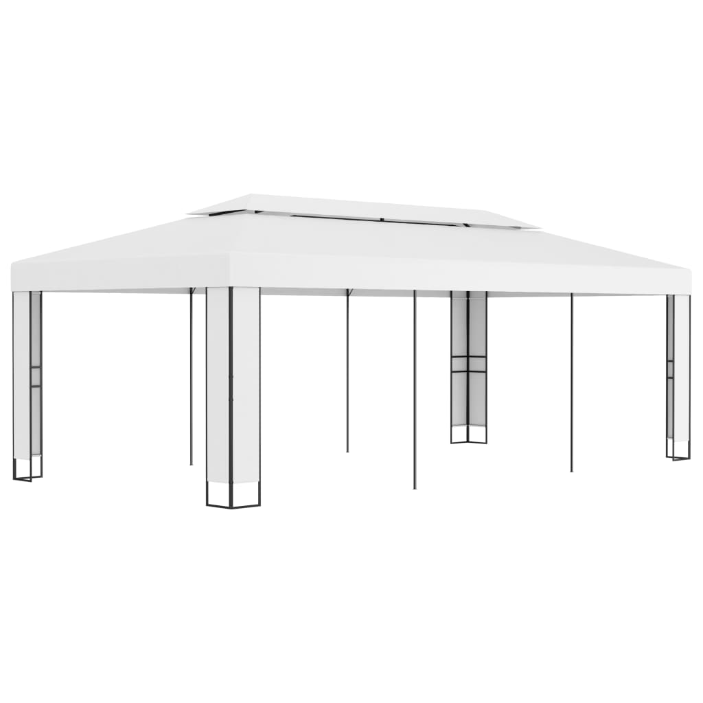vidaXL Gazebo with Double Roof 3x6 m White