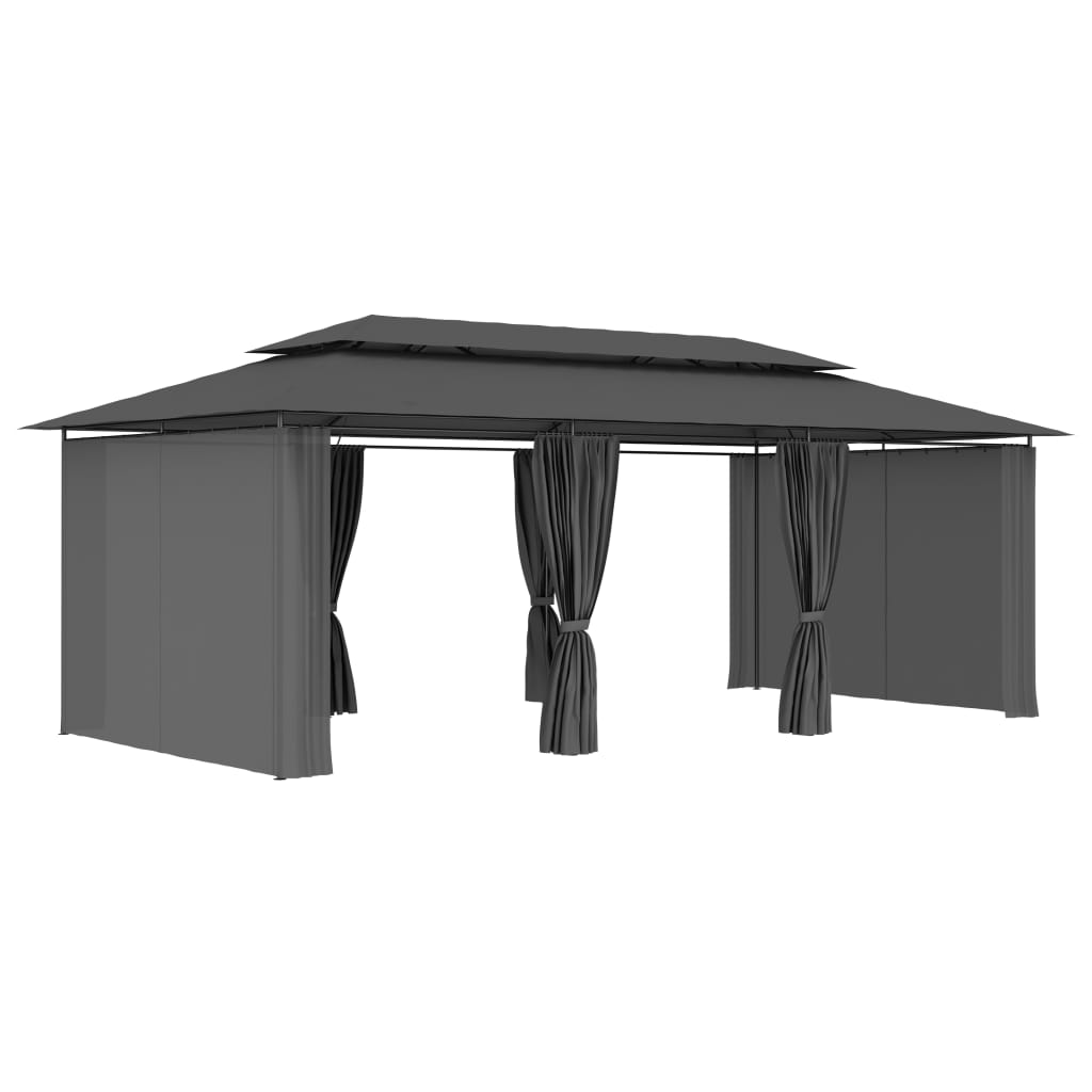vidaXL Gazebo with Curtains 600x298x270 cm Anthracite