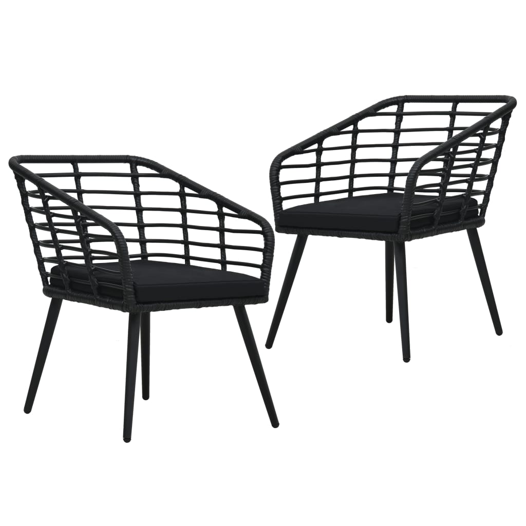 vidaXL Garden Chairs with Cushions 2 pcs Poly Rattan Black