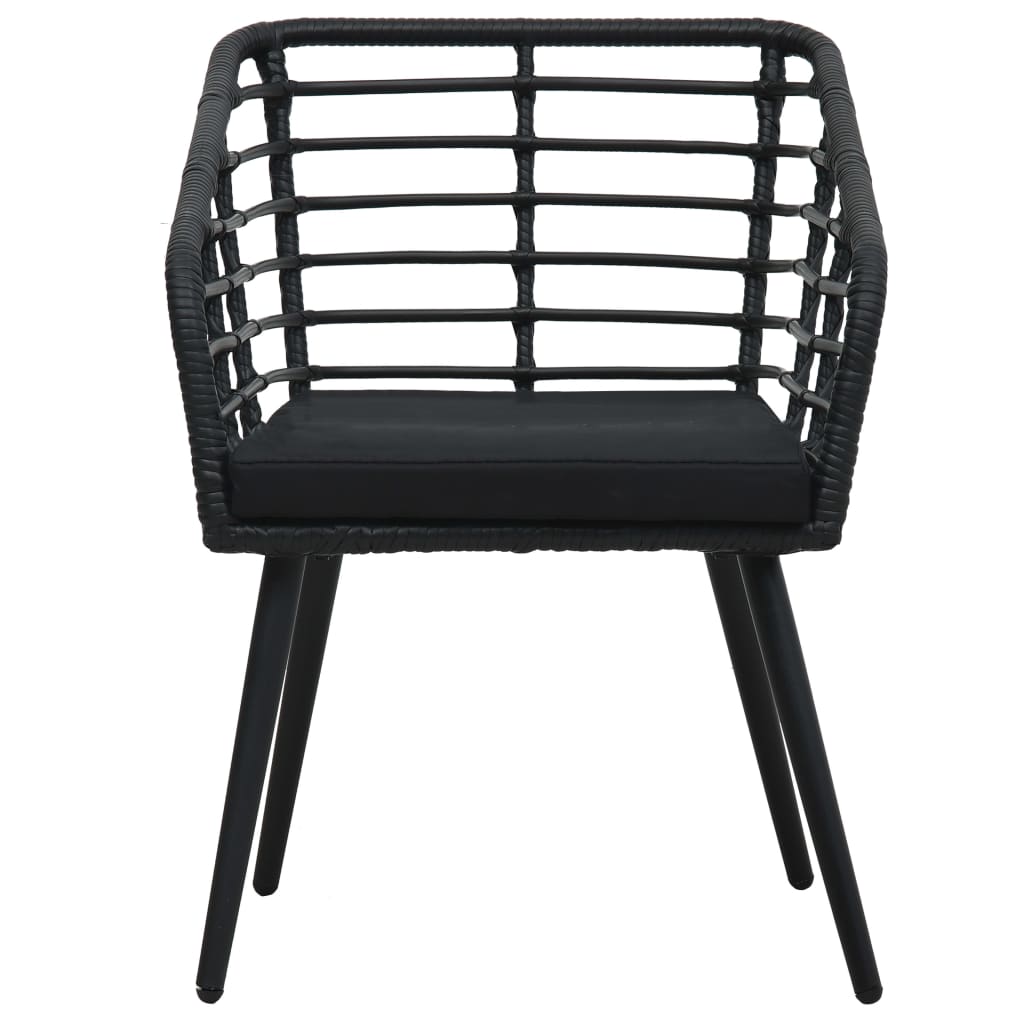 vidaXL Garden Chairs with Cushions 2 pcs Poly Rattan Black