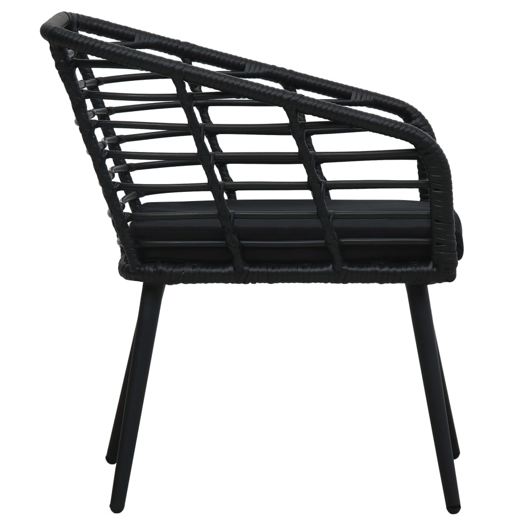 vidaXL Garden Chairs with Cushions 2 pcs Poly Rattan Black