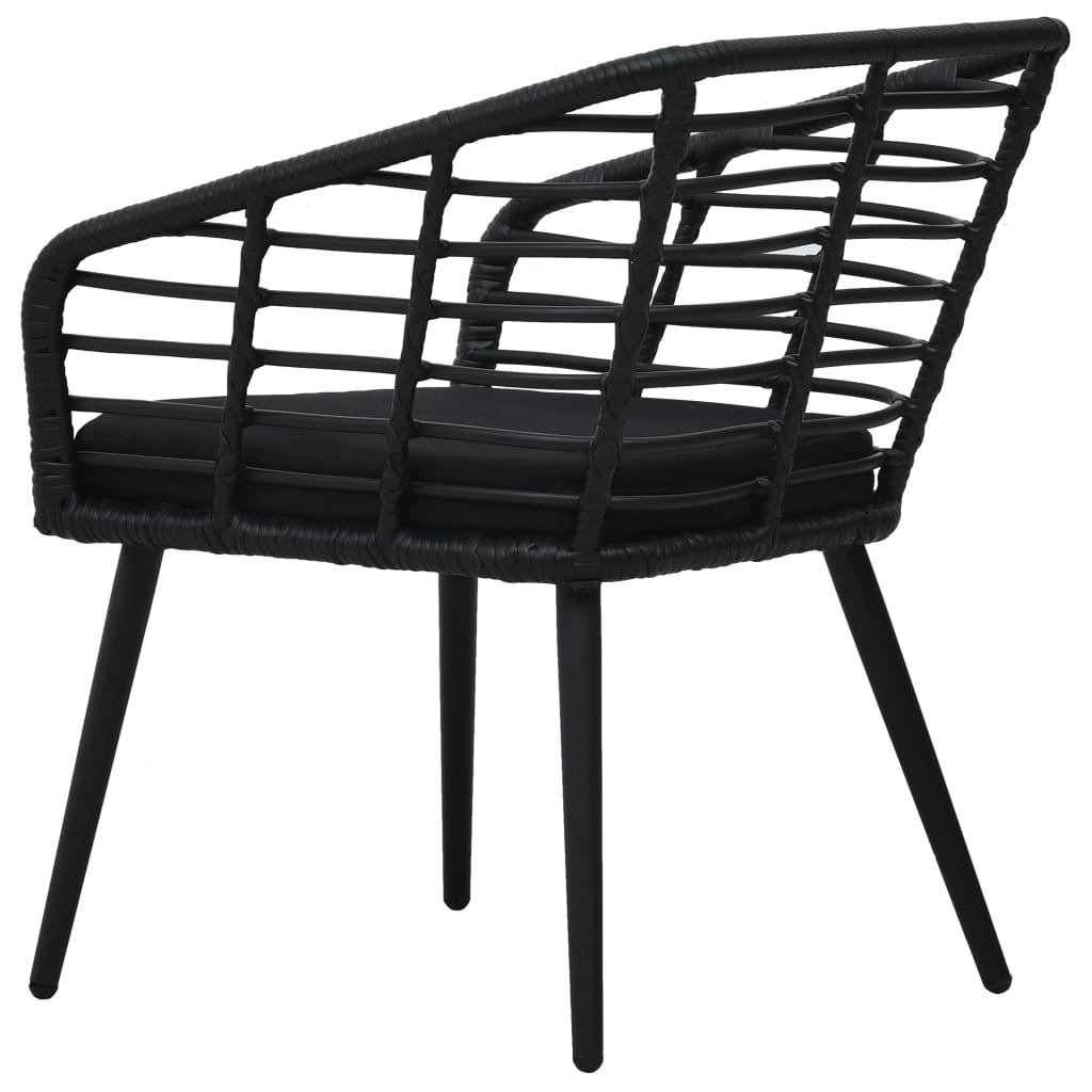vidaXL Garden Chairs with Cushions 2 pcs Poly Rattan Black