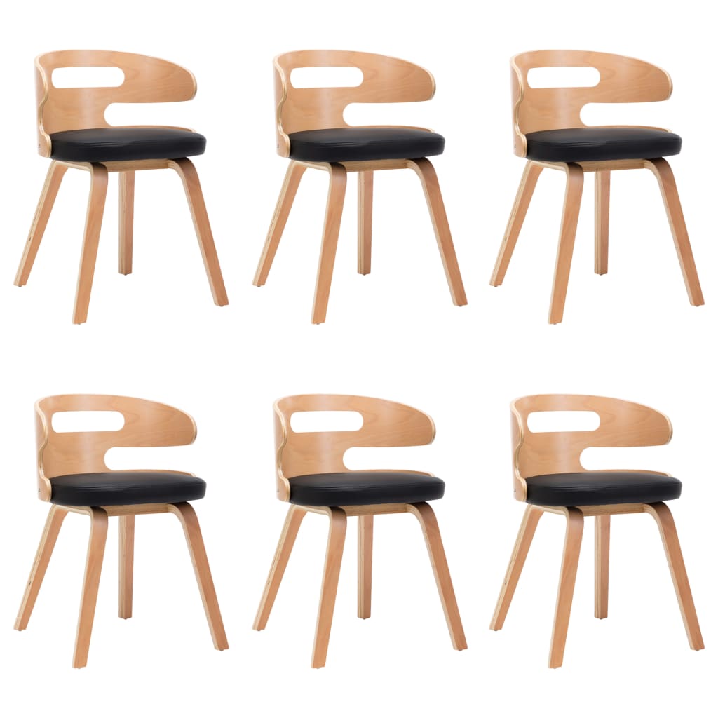 vidaXL Dining Chairs 6 pcs Black Bent Wood and Faux Leather