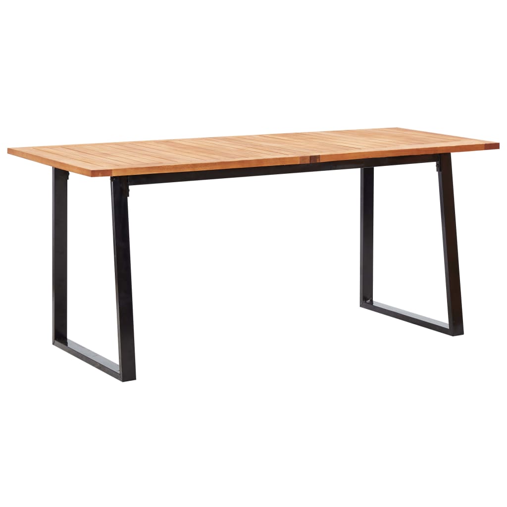 vidaXL 7 Piece Outdoor Dining Set Poly Rattan and Acacia Wood Black